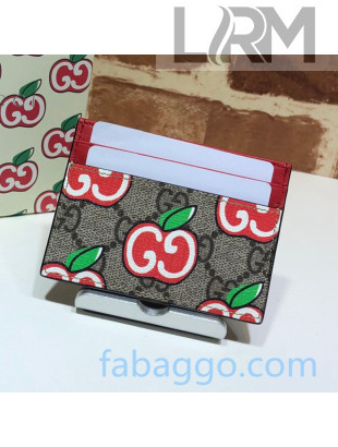 Gucci Chinese Valentine's Day GG Apple Card Case Wallet 624898 Beige 2020