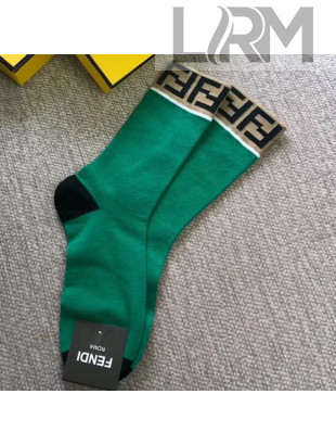 Fendi FF Top Short Sock Dark Green 2019
