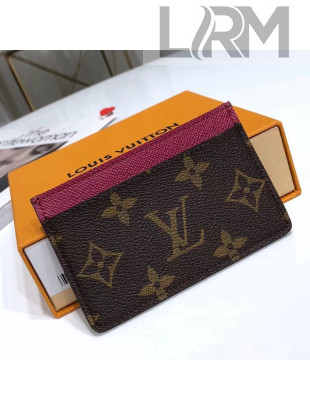 Louis Vuitton Monogram Canvas & Grained Leather Card Holder M60703 Burgundy