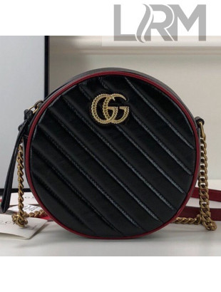 Gucci GG Marmont Mini Round Shoulder Bag 550154 Black/Red 2019