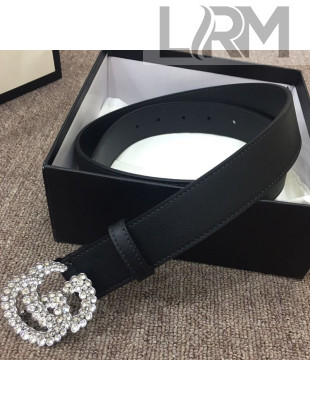 Gucci Leather Belt 30mm/40mm with Crystal Buckle Black 2019