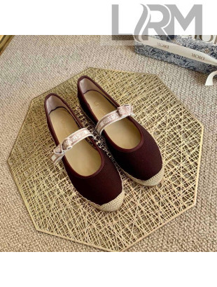 Dior J'Adior Espadrilles in Burgundy Cotton Ribbon with Bow 2021