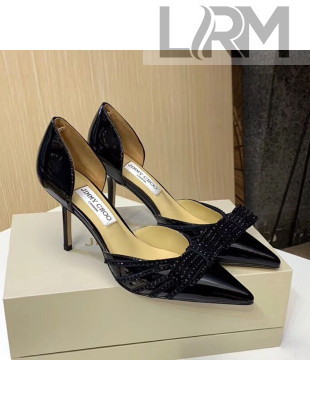 Jimmy Choo Patent Leather Crystal Bow High-Heel Pumps Black 2020