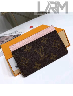 Louis Vuitton Monogram Canvas & Grained Leather Card Holder M60703 Pink