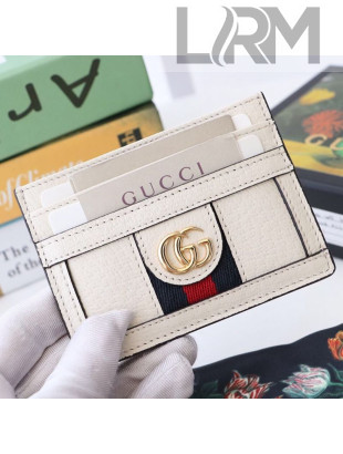 Gucci GG Web Leather Ophidia Card Case ‎523159 White