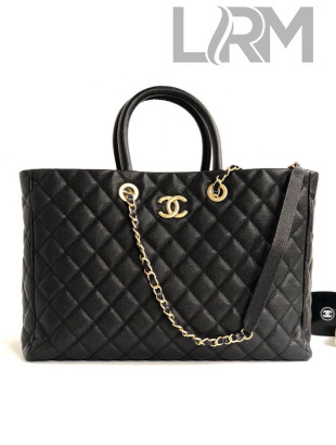 Chanel Quilted Grained Calfskin Large Shopping Bag Black 2019