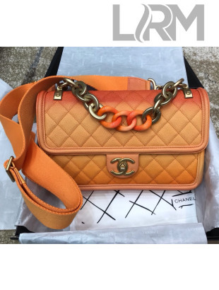 Chanel Grained Calfskin Sunset On The Sea Flap Bag AS0062 Orange 2019