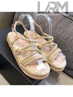Chanel Cord Sandals G36925 Beige 2021