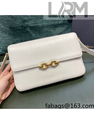 Saint Laurent Le Maillon Satchel Bag in Smooth Leather 649795 White 2021