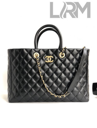 Chanel Quilted Vintage Calfskin Large Shopping Bag Black 2019