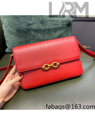 Saint Laurent Le Maillon Satchel Bag in Smooth Leather 649795 Red 2021