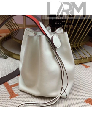 Hermes Licol Hermes 17 Bucket Bag White 2019(Half Handmade) 