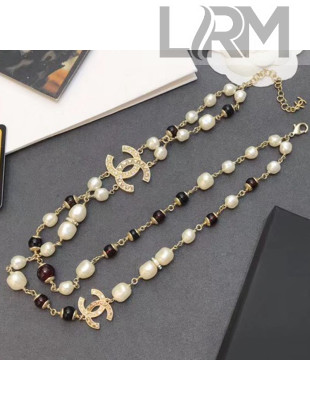 Chanel Crystal Pearl Long Necklace 05 2019
