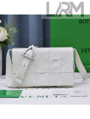 Bottega Veneta Cassette Small Crossbody Bag in Wax Maxi Calfskin White 2021