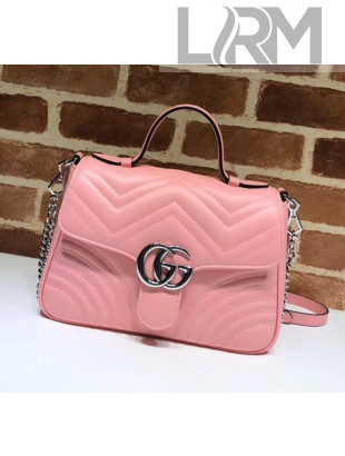 Gucci GG Marmont Matelassé Small Top Handle Bag 498110 Pastel Pink 2020