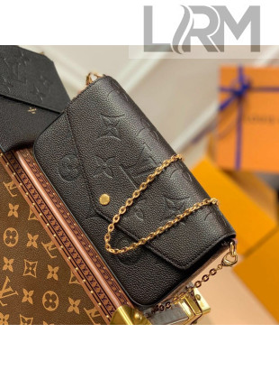 Louis Vuitton Félicie Pochette Chain Bag with Leopard Print M80679 Black For 2021 Wild at Heart 