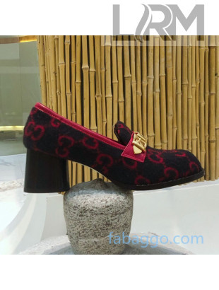 Gucci GG Wool Loafers with Chain 626594 Blue/Red 2020