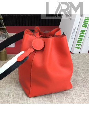 Hermes Licol Hermes 17 Bucket Bag Orange Red 2019(Half Handmade) 