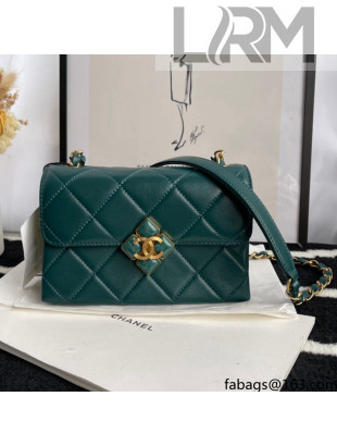 Chanel Quilted Lambskin Mini Flap Bag with Plexi & Gold-Tone Metal AS2633 Green 2021
