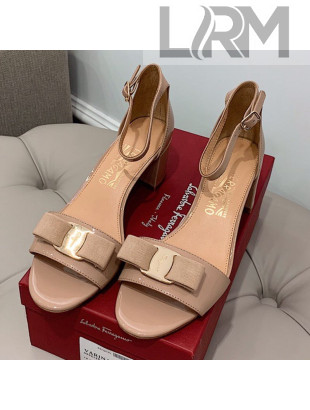 Salvatore Ferragamo Vara Patent Leather Bow Sandals 6cm Nude 2021