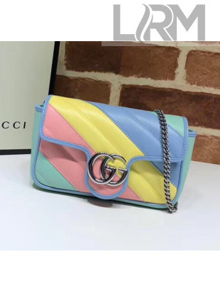Gucci GG Marmont Matelassé Super Mini Shoulder Bag 476433 Multicolor Pastel 2020