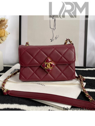 Chanel Quilted Lambskin Mini Flap Bag with Plexi & Gold-Tone Metal AS2633 Burgundy 2021