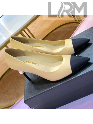 Chanel Leather Pointed Toe Pearl High-Heel Pump Beige 2019