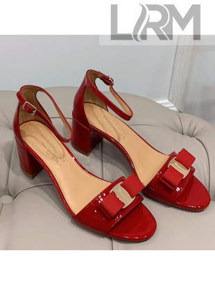Salvatore Ferragamo Vara Patent Leather Bow Sandals 6cm Red 2021