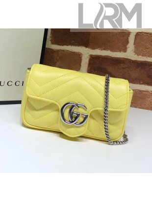 Gucci GG Marmont Matelassé Super Mini Shoulder Bag 476433 Pastel Yellow 2020