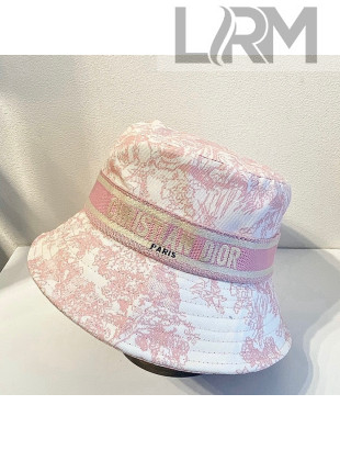 Dior Bucket Hat in Toile de Jouy Reverse Embroidered Cotton Pink 2021