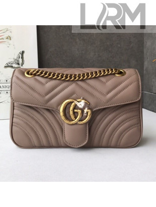 Gucci GG Marmont Leather Small Shoulder Bag ‎443497 Milk Tea Beige 2019