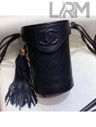 Chanel Calfskin Vintage Bucket Bag with Cover Black