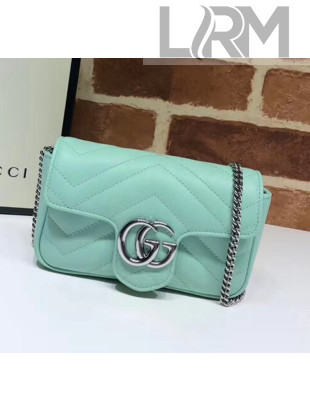 Gucci GG Marmont Matelassé Super Mini Shoulder Bag 476433 Pastel Green 2020
