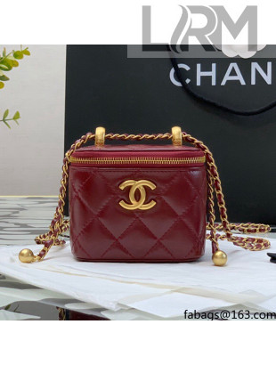 Chanel Calfskin Small Vanity with Chain AP2292 Burgundy 2021