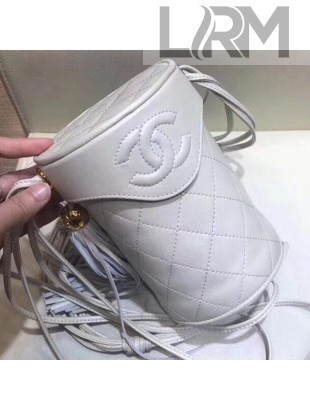 Chanel Calfskin Vintage Bucket Bag with Cover White