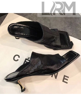 Bottega Veneta Lambskin Square Mules Sandals with Curved Heel 55mm Black 2020