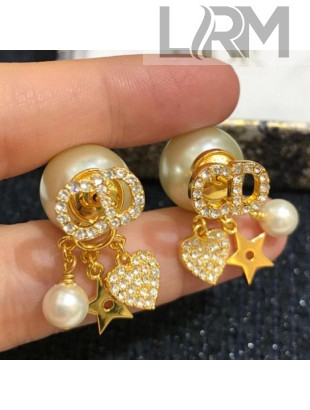 Dior Tribales CD Pearl Short Earrings Gold/White 2020