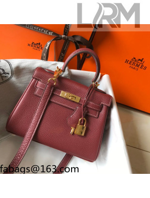 Hermes Kelly Mini Bag 20cm in Togo Calfskin Bordeaux Red 2021