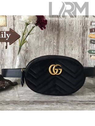 Gucci 476434 Marmont Matelassé Velvet Belt Bag Black 2017