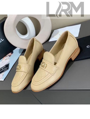 Chanel Boy Calfskin Flat Loafers Apricot 2020