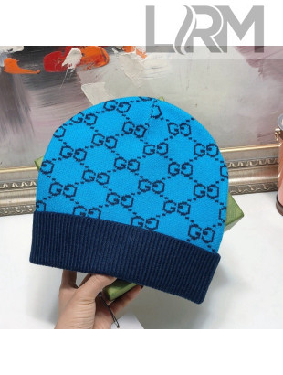 Gucci Wool Blend Knit Hat Blue 2021