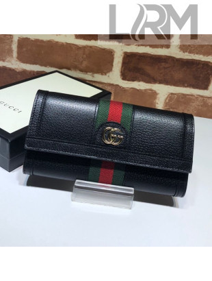 Gucci Ophidia Flap Continental Wallet 523153 Black