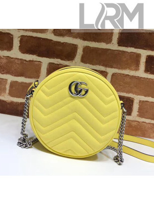 Gucci GG Marmont Mini Round Shoulder Bag 550154 Pastel Yellow 2020
