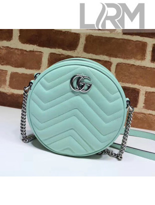 Gucci GG Marmont Mini Round Shoulder Bag 550154 Pastel Green 2020