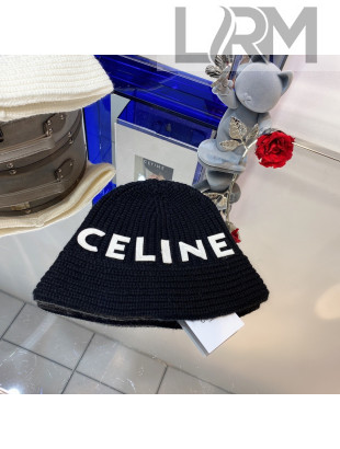 Celine Cashmere Knit Bucket Hat Black 2021 1105106