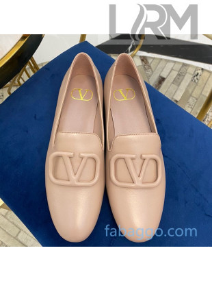 Valentino Garavani VLogo Calfskin Flat Loafers Pink 2020