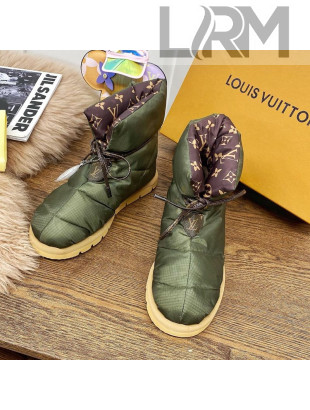 Louis Vuitton Down Feather Lace-up Waterproof Boots Green/Monogram 2020