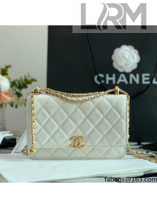 Chanel Quilted Calfskin Mini Flap Bag with Adjustable Strap AS2615 White 2021