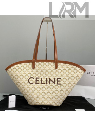Celine Large Couffin Shopping Bag in White Triomphe Canvas 2021