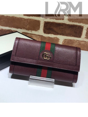 Gucci Ophidia Flap Continental Wallet 523153 Burgundy